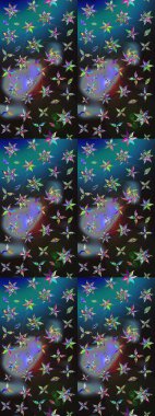 Suluboya çiçekli çiçek deseni. Raster illüstrasyonu. Asya tekstil gri ve mavi renkler.