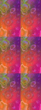 Şirin çiçekli eskiz deseni ve mor ve pembe renkli yapraklar, suluboya çiçek deseni, duvar kağıdı, kart ya da kumaş için fayanslı. Raster illüstrasyonu.