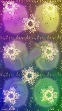 Son moda kar taneleri ve elementler onun kartlarını gösteriyor. Kar taneleri tasarımı. Modern soyut tasarım posteri, kapak, nötr, yeşil ve mor renkli kart tasarımı. Retro biçim dokusu, kış elementleri.