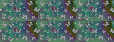 Kızlar, erkekler, elbiseler, duvar kağıtları için soyut çizim kalıbı. Kelebek, kanat, neon renkli yaratıcı raster arka plan. Tekstil ve kumaş için komik kelebek deseni. Moda tarzı.