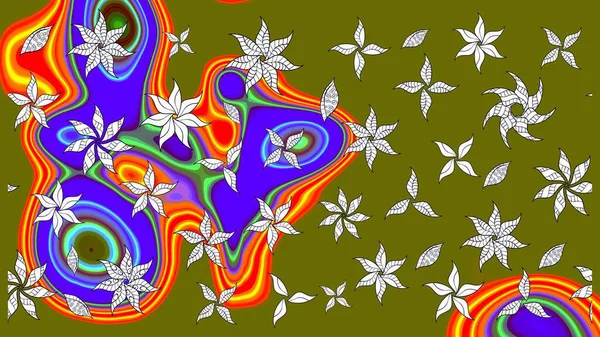 Raster. Kahverengi renkte güzel çiçekler, suluboya desenli eskiz deseni, duvar kağıdı, kart veya kumaş için fayanslı..