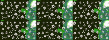 Renkli Bahar Teması eskiz kalıbı. Çiçeksel fantezi tasarımı ve parlak bir arka plan çizimi. Düz Çiçek Elementleri Tasarımı.