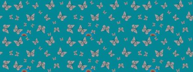 Sevimli kelebekler. Raster geleneksel halk güzel dekor mavi ve gri arka plan giyim tasarımı için.