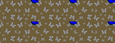 Kelebek desenli, kahverengi ve gri lekeli güzel bir eskiz. Bahar Kelebeği teması. Duvar kağıdı için böcek dokusunun tekrarı. Raster illüstrasyonu.