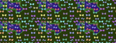 Suluboya soyut parlak desenli kelebek kanatları, retro renkler. Yeşil ve mor renkli resimler. Kumaş, tekstil, baskı ve davet için arkaplan.