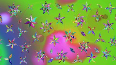 Motley illüstrasyonu. Küçük çiçekte güzel bir desen. Küçük renkli çiçekler. Çiçekli bahar çiçekleri. Moda baskıları için zarif bir şablon.