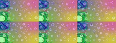 Sevimli çiçek raster deseni. Sketch Colour Spring Theme eskiz kalıbı. Tarafsız ve yeşil renklerde çiçekler. Düz Çiçek Elementleri Tasarımı.