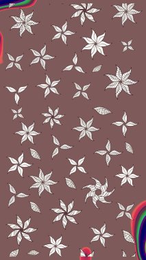 Kumaş desenli papatya çiçeği detayı. Kahverengi renkte çiçekler.