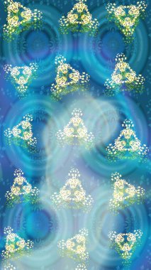 Kar tanesi süsü Raster illüstrasyonu. Kar taneleri izole edildi. Güzel süs eşyası. Mavi, nötr ve yeşil renklerde kar tanesi süsü.