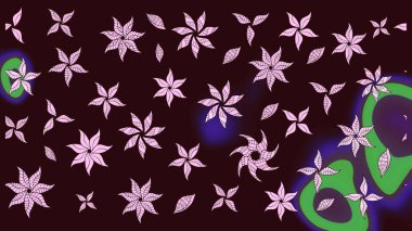 Düz Çiçek Elementleri Tasarımı. Kahverengi renkli çiçekler. Renkli Yaz Temalı eskiz kalıbı. Çiçekli retro deseni çiz.