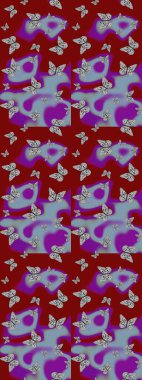 Boyama kitabı için uçan farklı güzel kelebekler. Böcekli eskiz kalıbı. Kıyafetler, erkekler, kızlar ve duvar kağıtları için soyut çizim kalıbı. Raster illüstrasyonu.