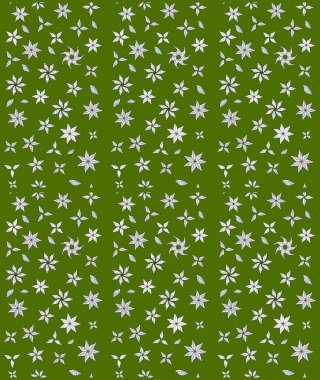 Tekstil tasarımı için yeşil renkli geleneksel halk çiçekleri buketi. Üzerinde gelincikler ve vadi zambakları olan renkli çiçek desenli nakış..