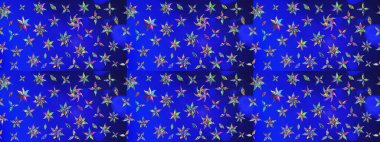 Çiçek desenli çizim. Raster illüstrasyonu. Mavi ve yeşil renkli Asyalı tekstil.