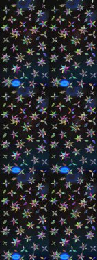 Raster Illustrasyon 'daki Çiçek Deseni' nin son moda çizimi. Gri ve mavi renkte çiçekler. Renkli Yaz Temalı eskiz kalıbı. Düz Çiçek Elementleri Tasarımı.