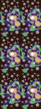 Soyut etnik raster çizim kalıbı. Arkaplan dokusu, duvar kağıdı, kahverengi renkli çiçek teması. Kabile sanatı boho baskısı, klasik çiçek arkaplanı.