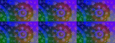 El çizimi çiçek çizimi deseni (fayans). Şirin çiçekler, şal desenli, mor ve mavi renklerde renkli çizimler. Tekstil için suluboya çizim deseni.