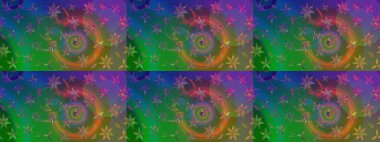 Çiçek yeşili ve mavi çizim deseni. Raster çiçek izi. Klasik taslak çizimi. Raster Yumuşak kumaş deseni.