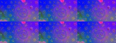 Çiçekli çizim şekli. Mor ve mavi renkte çiçekler. Renkli Bahar Teması eskiz kalıbı. Düz Çiçek Elementleri Tasarımı.