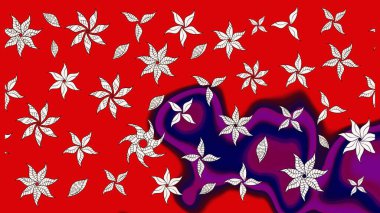 Raster Illustrasyon 'daki Çiçek Deseni' nin son moda çizimi. Kırmızı renkte çiçekler. Renkli Yaz Temalı eskiz kalıbı. Düz Çiçek Elementleri Tasarımı.