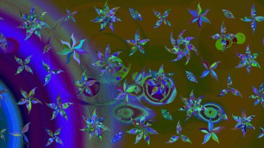 Güzel kumaş deseni. Çiçek desenli çizim. Raster illüstrasyonu. Renkli Bahar Teması eskiz kalıbı. Asya tekstil tarzında. Düz Çiçek Elementleri Tasarımı.