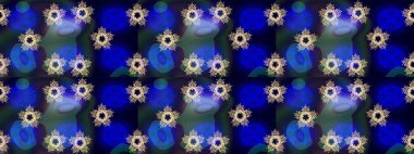 Mavi renkli çiçekler. Hediye ambalaj kağıdı, tebrik kartları, posterler ve pankart tasarımı. Raster düz çiçek çizim deseni.