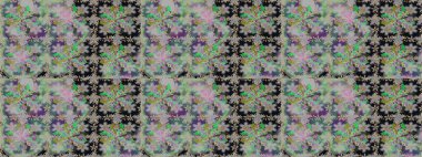 Düz Çiçek Elementleri Tasarım Raster illüstrasyonu. Gri ve yeşil renkte çiçekler. Renkli Bahar Temalı, pürüzsüz bir arka plan. Çiçekli, suluboya desenli kusursuz çiçek deseni.