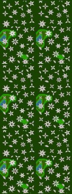 Klasik çiçekler. El çizimi, soyut ve süslü elementler. Yaz çiçekleri teması. Yeşil renkler. Suluboya resim taklit Raster illüstrasyonu.