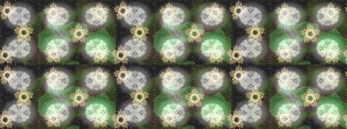 Raster illüstrasyonu. Asya tekstil tarzında. Yeşil, nötr ve gri renkte çiçekler. Raster illüstrasyonu. Kusursuz çiçek deseni.