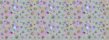 Çiçek ve yapraklı çiçek deseni. Raster illüstrasyonu. Küçük çiçekli şirin desen.