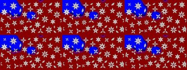 Kırmızı ve mavi renkte çiçekler. El çizimi. Suluboya çizimi. Çiçekli çizim deseni.