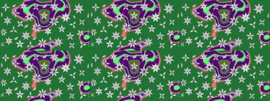 Çiçek desenli eskiz, yaz çiçekleri. Yeşil renkli çiçekler. Renkli Bahar Teması eskiz kalıbı. Düz Çiçek Elementleri Tasarımı.