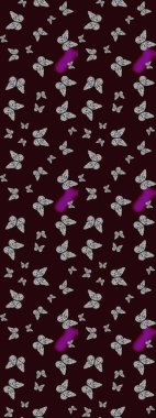 Kahverengi ve gri renklerle ilgili çiçek desenli eskiz. Resimlerde tropik kelebekler görülür. Duvar kağıtları, web sayfası geçmişi, yüzey dokuları, tekstil için mükemmel. Raster..