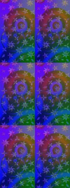 Suluboya çiçekli çiçek deseni. Raster illüstrasyonu. Mor ve mavi renklerde Asya tekstili.