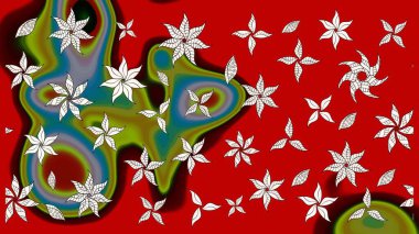 Çiçek buketleriyle klasik bir eskiz şekli. Kırmızı ve kahverengi renklerde. Raster illüstrasyonu.