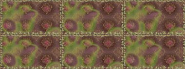 Kahverengi renkli çiçekler. Düz Çiçek Elementleri Tasarımı. Raster illüstrasyonunda kusursuz çiçek deseni. Renkli Bahar Teması Kusursuz Arkaplan.