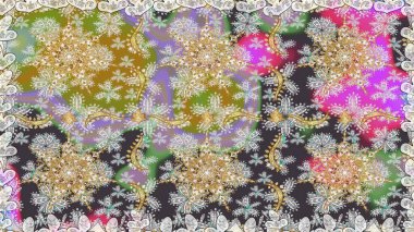 Klasik klasik klasik arka plan. Geleneksel oryantasyon süsü. Kusursuz klasik raster grisi ve altın desen.