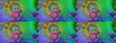 Anti-stres için soyut örnek sayfası. Raster illüstrasyonu. Yeşil ve mavi renklerde.