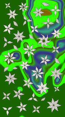 Güzel kumaş deseni. Raster suluboya çiçek deseni, narin çiçekler, yeşil ve nötr çiçekler, tebrik kartı şablonu.