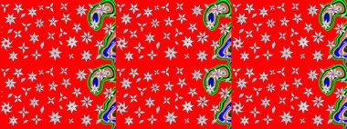 Bahar mevsimi. Raster güzel bir çiçek deseni çizmiş. Kırmızı ve nötr renklerde çiçekler. Nazik romantik baskı. Tatil havası..