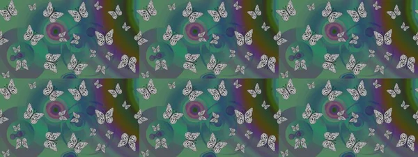 Farklı yönlere uçan renkli kelebek koleksiyonu. Kızlar, erkekler, elbiseler, duvar kağıtları için soyut çizim kalıpları. Raster illüstrasyonu.