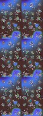 Küçük mavi ve kahverengiyle oldukça kaliteli besin torbası deseni, çiçekler. Tekstil, kumaş, kapaklar, duvar kağıtları, baskı, naylon, koleksiyon defteri, örgü, dekupaj için güzel bir eskiz. Millefleurlar.