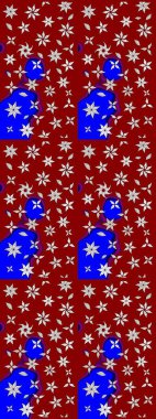 Düz Çiçek Elementleri Tasarımı. Sevimli çiçek raster deseni. Kırmızı ve mavi renkte çiçekler. Renkli Yaz Teması çizim şablonu.