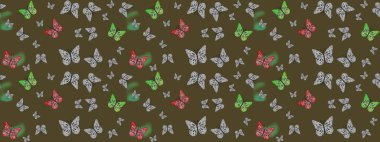 Kızlar, erkekler, elbiseler, duvar kağıtları için soyut çizim kalıbı. Kelebek, kanat, neon renkli yaratıcı raster arka plan. Tekstil ve kumaş için komik kelebek deseni. Moda tarzı.