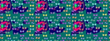 Mavi ve tarafsız arka planda kelebekler. Kağıt, kumaş ve ambalaj için uygun. Çizim kalıbı. Raster..