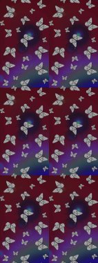 Renkli kelebeklerin eskiz geçmişi. Kumaş, kağıt, ambalaj kâğıdı ve duvar kağıdı tasarımı için güzel bir arka plan. Raster illüstrasyonu.