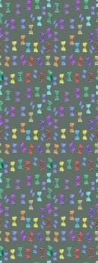 Çocuk kelebek çizim kalıbı. Çocuk için Raster Moda Kelebekleri duvar kağıdı. Tarafsız ve mavi arka planda güzel renkli kelebekler.