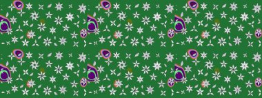 Arkaplan dokusu, duvar kağıdı, yeşil ve nötr renklerde çiçek teması. Soyut etnik raster çizim kalıbı. Kabile sanatı boho baskısı, klasik çiçek arkaplanı.