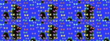 Mavi ve yeşil soyut suluboya kelebekleri olan yumuşak bir deniz mavisi deseni. Yazdırmayı tekrarla. Sonsuz. Raster illüstrasyonu.