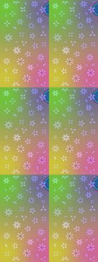 Renkli Yaz Temalı eskiz kalıbı. Sevimli çiçek raster deseni. Tarafsız ve yeşil renklerde çiçekler. Düz Çiçek Elementleri Tasarımı.