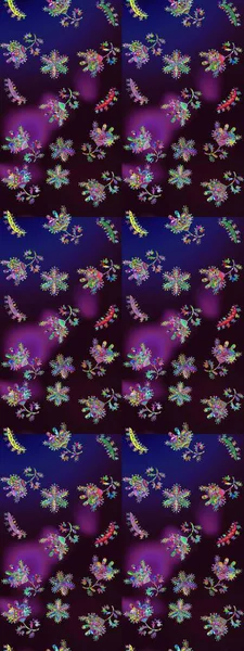 Kahverengi, mavi ve siyah renkte etnik çiçeklerle süslenmiş zarif bir eskiz şekli. Raster Çiçek İllüstrasyonu güzel tekstil..